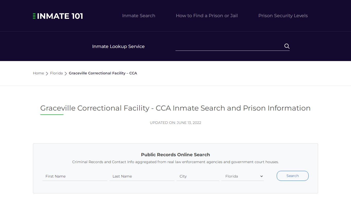 Graceville Correctional Facility - CCA Inmate Search ...